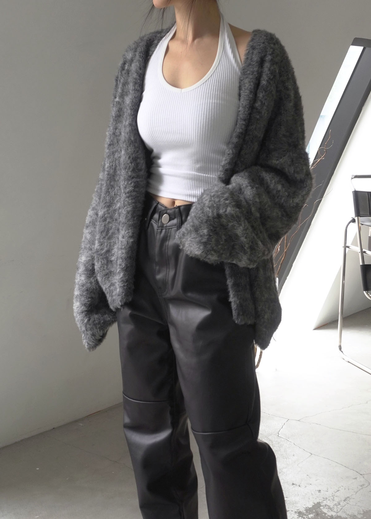 Soft Fur Over Knit Cardigan (3Color)